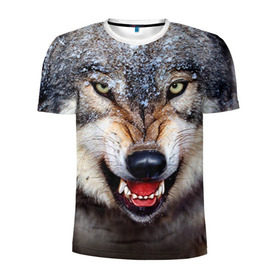 Мужская футболка 3D спортивная с принтом Волк в Санкт-Петербурге, 100% полиэстер с улучшенными характеристиками | приталенный силуэт, круглая горловина, широкие плечи, сужается к линии бедра | волк | животные | злой волк | зубы | оскал
