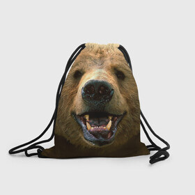 Рюкзак-мешок 3D с принтом Мишка в Санкт-Петербурге, 100% полиэстер | плотность ткани — 200 г/м2, размер — 35 х 45 см; лямки — толстые шнурки, застежка на шнуровке, без карманов и подкладки | бурый | гризли | животные | медведь | мишка