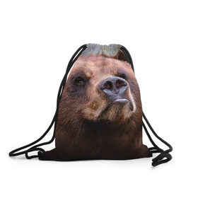 Рюкзак-мешок 3D с принтом Медведь в Санкт-Петербурге, 100% полиэстер | плотность ткани — 200 г/м2, размер — 35 х 45 см; лямки — толстые шнурки, застежка на шнуровке, без карманов и подкладки | бурый | гризли | животные | медведь | мишка