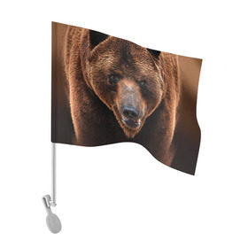 Флаг для автомобиля с принтом Медведь в Санкт-Петербурге, 100% полиэстер | Размер: 30*21 см | бурый | гризли | животные | медведь | мишка
