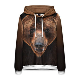 Мужская толстовка 3D с принтом Медведь в Санкт-Петербурге, 100% полиэстер | двухслойный капюшон со шнурком для регулировки, мягкие манжеты на рукавах и по низу толстовки, спереди карман-кенгуру с мягким внутренним слоем. | бурый | гризли | животные | медведь | мишка