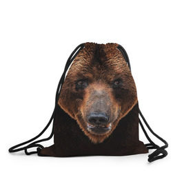 Рюкзак-мешок 3D с принтом Медведь в Санкт-Петербурге, 100% полиэстер | плотность ткани — 200 г/м2, размер — 35 х 45 см; лямки — толстые шнурки, застежка на шнуровке, без карманов и подкладки | бурый | гризли | животные | медведь | мишка