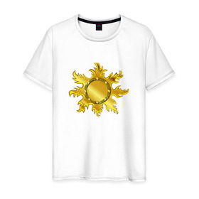 Мужская футболка хлопок с принтом Солнце ацтеков в Санкт-Петербурге, 100% хлопок | прямой крой, круглый вырез горловины, длина до линии бедер, слегка спущенное плечо. | 