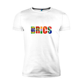 Мужская футболка премиум с принтом BRICS - БРИКС в Санкт-Петербурге, 92% хлопок, 8% лайкра | приталенный силуэт, круглый вырез ворота, длина до линии бедра, короткий рукав | бразилия