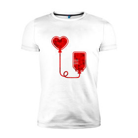 Мужская футболка премиум с принтом Донор крови в Санкт-Петербурге, 92% хлопок, 8% лайкра | приталенный силуэт, круглый вырез ворота, длина до линии бедра, короткий рукав | донор кровидонор | кровь | сердце