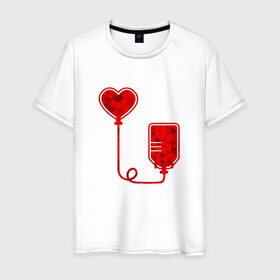 Мужская футболка хлопок с принтом Донор крови в Санкт-Петербурге, 100% хлопок | прямой крой, круглый вырез горловины, длина до линии бедер, слегка спущенное плечо. | донор кровидонор | кровь | сердце
