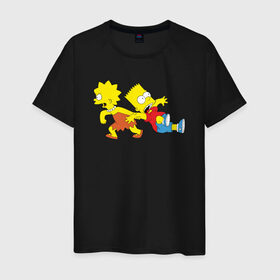 Мужская футболка хлопок с принтом Bart and Lisa в Санкт-Петербурге, 100% хлопок | прямой крой, круглый вырез горловины, длина до линии бедер, слегка спущенное плечо. | bart and lisa барт и лиза симпсоны simpsons
