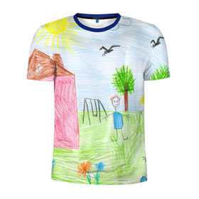 Мужская футболка 3D спортивная с принтом Детские рисунки в Санкт-Петербурге, 100% полиэстер с улучшенными характеристиками | приталенный силуэт, круглая горловина, широкие плечи, сужается к линии бедра | dg | габбана | детский | дольче | карандаш | картина | мода | рисунок