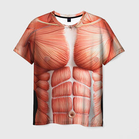 Мужская футболка 3D с принтом Мышцы в Санкт-Петербурге, 100% полиэфир | прямой крой, круглый вырез горловины, длина до линии бедер | bodybuilding | бодибилдер | бодибилдинг | качалка | качок | мышцы | спорт | тело | тренажер