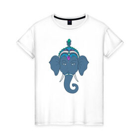 Женская футболка хлопок с принтом Слон в Санкт-Петербурге, 100% хлопок | прямой крой, круглый вырез горловины, длина до линии бедер, слегка спущенное плечо | индия | слон
