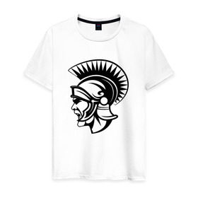 Мужская футболка хлопок с принтом Римский воин в Санкт-Петербурге, 100% хлопок | прямой крой, круглый вырез горловины, длина до линии бедер, слегка спущенное плечо. | rome | воин | война | история | римский воинрим | солдат | шлем