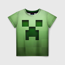 Детская футболка 3D с принтом Minecraft в Санкт-Петербурге, 100% гипоаллергенный полиэфир | прямой крой, круглый вырез горловины, длина до линии бедер, чуть спущенное плечо, ткань немного тянется | Тематика изображения на принте: крипер