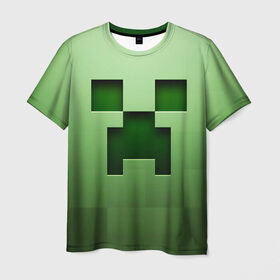 Мужская футболка 3D с принтом Minecraft в Санкт-Петербурге, 100% полиэфир | прямой крой, круглый вырез горловины, длина до линии бедер | крипер