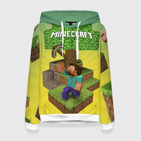 Женская толстовка 3D с принтом Minecraft в Санкт-Петербурге, 100% полиэстер  | двухслойный капюшон со шнурком для регулировки, мягкие манжеты на рукавах и по низу толстовки, спереди карман-кенгуру с мягким внутренним слоем. | крипер