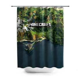 Штора 3D для ванной с принтом Minecraft в Санкт-Петербурге, 100% полиэстер | плотность материала — 100 г/м2. Стандартный размер — 146 см х 180 см. По верхнему краю — пластиковые люверсы для креплений. В комплекте 10 пластиковых колец | крипер