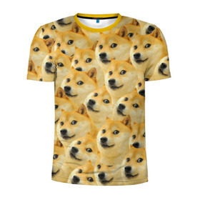 Мужская футболка 3D спортивная с принтом Doge в Санкт-Петербурге, 100% полиэстер с улучшенными характеристиками | приталенный силуэт, круглая горловина, широкие плечи, сужается к линии бедра | doge