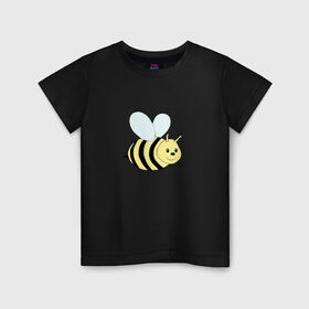 Детская футболка хлопок с принтом Пчёлка в Санкт-Петербурге, 100% хлопок | круглый вырез горловины, полуприлегающий силуэт, длина до линии бедер | cute | добрая пчёлка :)пчела | животные | мёд | милая | мило | насекомые | пчёлка