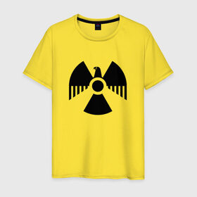 Мужская футболка хлопок с принтом Радиоактивность в Санкт-Петербурге, 100% хлопок | прямой крой, круглый вырез горловины, длина до линии бедер, слегка спущенное плечо. | Тематика изображения на принте: знак | опасность | радиация