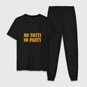 Мужская пижама хлопок с принтом No Totti, No party в Санкт-Петербурге, 100% хлопок | брюки и футболка прямого кроя, без карманов, на брюках мягкая резинка на поясе и по низу штанин
 | franchesco | roma | totti | рома | тотти