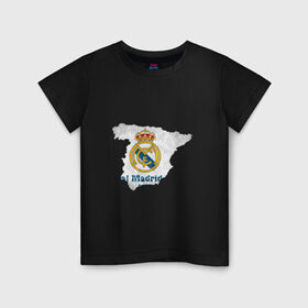 Детская футболка хлопок с принтом Реал Мадрид в Санкт-Петербурге, 100% хлопок | круглый вырез горловины, полуприлегающий силуэт, длина до линии бедер | real | реал мадрид на карте испанииреал | футбол