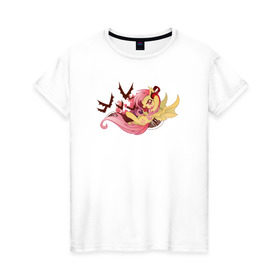 Женская футболка хлопок с принтом Flutter Rock Redux в Санкт-Петербурге, 100% хлопок | прямой крой, круглый вырез горловины, длина до линии бедер, слегка спущенное плечо | flutterbat | mlp | mylittlepony