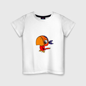 Детская футболка хлопок с принтом Попугай в Санкт-Петербурге, 100% хлопок | круглый вырез горловины, полуприлегающий силуэт, длина до линии бедер | 