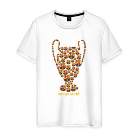 Мужская футболка хлопок с принтом Mes que un club в Санкт-Петербурге, 100% хлопок | прямой крой, круглый вырез горловины, длина до линии бедер, слегка спущенное плечо. | barca | barcelona | барса | барселона