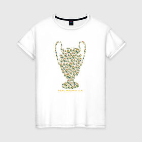 Женская футболка хлопок с принтом Real Madrid C.F. в Санкт-Петербурге, 100% хлопок | прямой крой, круглый вырез горловины, длина до линии бедер, слегка спущенное плечо | 
