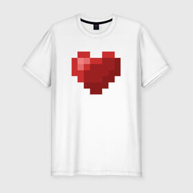 Мужская футболка премиум с принтом Heart в Санкт-Петербурге, 92% хлопок, 8% лайкра | приталенный силуэт, круглый вырез ворота, длина до линии бедра, короткий рукав | Тематика изображения на принте: healthy | minecraft | любовь | майнкрафт
