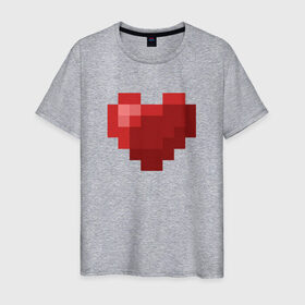 Мужская футболка хлопок с принтом Heart в Санкт-Петербурге, 100% хлопок | прямой крой, круглый вырез горловины, длина до линии бедер, слегка спущенное плечо. | Тематика изображения на принте: healthy | minecraft | любовь | майнкрафт
