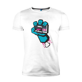 Мужская футболка премиум с принтом Джойстик в руке в Санкт-Петербурге, 92% хлопок, 8% лайкра | приталенный силуэт, круглый вырез ворота, длина до линии бедра, короткий рукав | джостик | игры | карикатура | рука