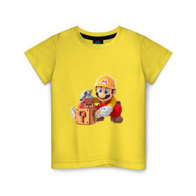 Детская футболка хлопок с принтом Super Mario в Санкт-Петербурге, 100% хлопок | круглый вырез горловины, полуприлегающий силуэт, длина до линии бедер | Тематика изображения на принте: nintendo | марио | нинтендо