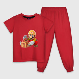 Детская пижама хлопок с принтом Super Mario в Санкт-Петербурге, 100% хлопок |  брюки и футболка прямого кроя, без карманов, на брюках мягкая резинка на поясе и по низу штанин
 | nintendo | марио | нинтендо