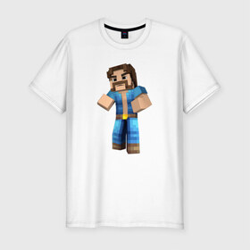 Мужская футболка премиум с принтом Чак Норрис (Minecraft) в Санкт-Петербурге, 92% хлопок, 8% лайкра | приталенный силуэт, круглый вырез ворота, длина до линии бедра, короткий рукав | norris | майнкрафт