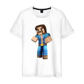 Мужская футболка хлопок с принтом Чак Норрис (Minecraft) в Санкт-Петербурге, 100% хлопок | прямой крой, круглый вырез горловины, длина до линии бедер, слегка спущенное плечо. | norris | майнкрафт