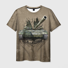 Мужская футболка 3D с принтом Танк в Санкт-Петербурге, 100% полиэфир | прямой крой, круглый вырез горловины, длина до линии бедер | силовые структуры | танк