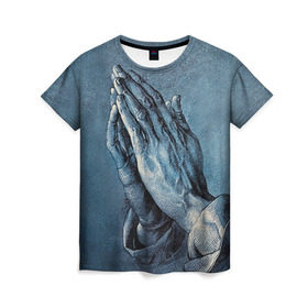 Женская футболка 3D с принтом Руки в Санкт-Петербурге, 100% полиэфир ( синтетическое хлопкоподобное полотно) | прямой крой, круглый вырез горловины, длина до линии бедер | hipster | pray | style | руки | хипстер | хипстеры