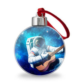 Ёлочный шар с принтом Космонавт с гитарой в Санкт-Петербурге, Пластик | Диаметр: 77 мм | гитара