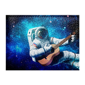 Обложка на студенческий билет с принтом Космонавт с гитарой в Санкт-Петербурге, натуральная кожа | Размер: 11*8 см; Печать на всей внешней стороне | Тематика изображения на принте: гитара
