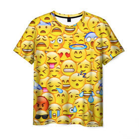 Мужская футболка 3D с принтом Emoji в Санкт-Петербурге, 100% полиэфир | прямой крой, круглый вырез горловины, длина до линии бедер | emoji | смайлы | эмоджи