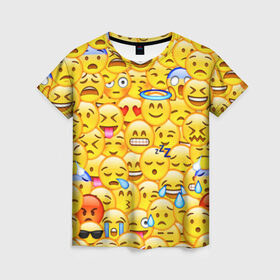 Женская футболка 3D с принтом Emoji в Санкт-Петербурге, 100% полиэфир ( синтетическое хлопкоподобное полотно) | прямой крой, круглый вырез горловины, длина до линии бедер | emoji | смайлы | эмоджи