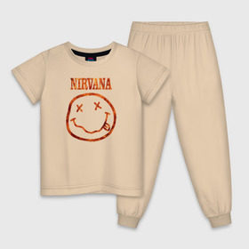 Детская пижама хлопок с принтом Nirvana fire в Санкт-Петербурге, 100% хлопок |  брюки и футболка прямого кроя, без карманов, на брюках мягкая резинка на поясе и по низу штанин
 | cobain | kurt | nirvana | кобейн | курт | нирвана | рок