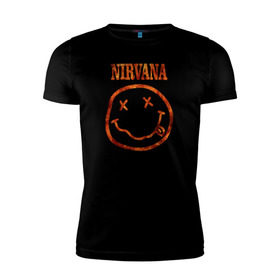 Мужская футболка премиум с принтом Nirvana fire в Санкт-Петербурге, 92% хлопок, 8% лайкра | приталенный силуэт, круглый вырез ворота, длина до линии бедра, короткий рукав | cobain | kurt | nirvana | кобейн | курт | нирвана | рок