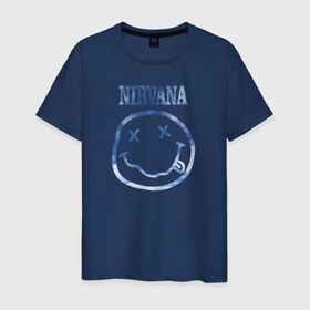 Мужская футболка хлопок с принтом Nirvana sky в Санкт-Петербурге, 100% хлопок | прямой крой, круглый вырез горловины, длина до линии бедер, слегка спущенное плечо. | cobain | kurt | nirvana | кобейн | курт | нирвана