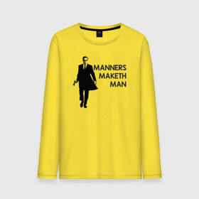 Мужской лонгслив хлопок с принтом Manners Maketh Man в Санкт-Петербурге, 100% хлопок |  | manners maketh man kingsman кингсман