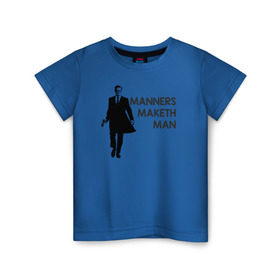 Детская футболка хлопок с принтом Manners Maketh Man в Санкт-Петербурге, 100% хлопок | круглый вырез горловины, полуприлегающий силуэт, длина до линии бедер | Тематика изображения на принте: manners maketh man kingsman кингсман