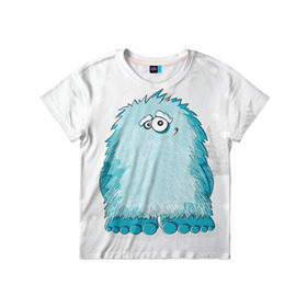 Детская футболка 3D с принтом Йети в Санкт-Петербурге, 100% гипоаллергенный полиэфир | прямой крой, круглый вырез горловины, длина до линии бедер, чуть спущенное плечо, ткань немного тянется | yeti | ети | йети | монстр | монстрик | снежный человек | чудовище