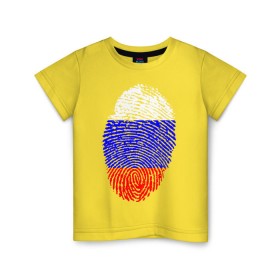 Детская футболка хлопок с принтом Отпечаток Россия в Санкт-Петербурге, 100% хлопок | круглый вырез горловины, полуприлегающий силуэт, длина до линии бедер | лайк | отпечаток пальца | палец | россия | рука | триколор | флаг