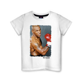 Детская футболка хлопок с принтом Майк Тайсон (Mike Tyson) в Санкт-Петербурге, 100% хлопок | круглый вырез горловины, полуприлегающий силуэт, длина до линии бедер | майк тайсон