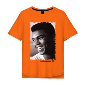 Мужская футболка хлопок Oversize с принтом Мухаммед Али (Muhammad Ali) в Санкт-Петербурге, 100% хлопок | свободный крой, круглый ворот, “спинка” длиннее передней части | мухаммед али